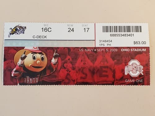 2009 NCAA Ohio State University ticket stub. SEP 5 2009 v Navy (31-27W) Two ava - Thumbnail 6