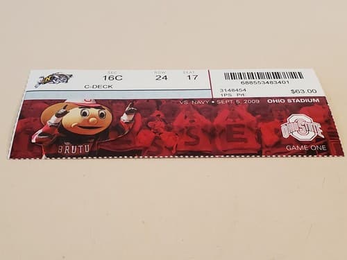 2009 NCAA Ohio State University ticket stub. SEP 5 2009 v Navy (31-27W) Two ava - Thumbnail 7
