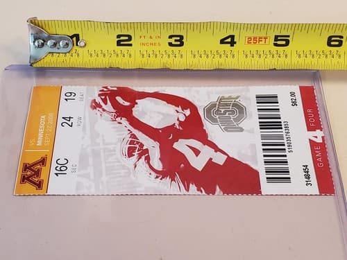 2008 NCAA Ohio State Univ ticket stub. SEP 27 2008 v Minnesota (34-21W) Two ava - Thumbnail 9
