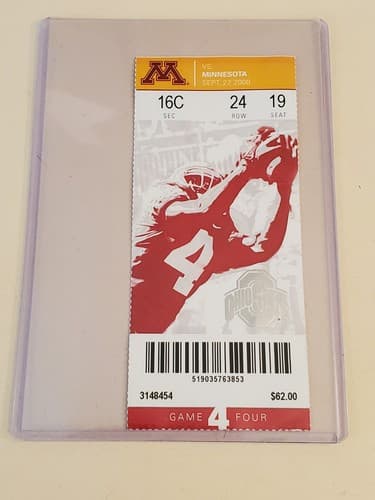 2008 NCAA Ohio State Univ ticket stub. SEP 27 2008 v Minnesota (34-21W) Two ava - Thumbnail 5