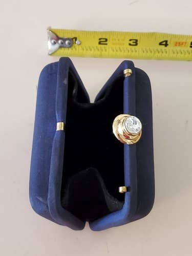 Made in Italy blue purse with faux gem clasp. Used, very good condition. - Thumbnail 8