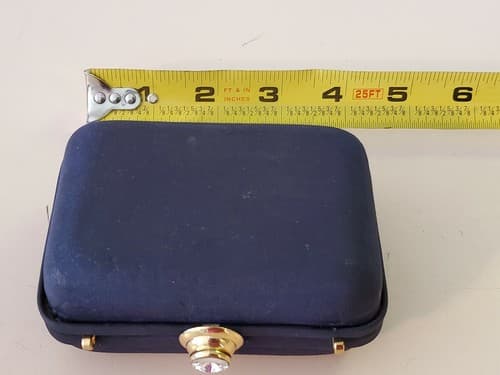 Made in Italy blue purse with faux gem clasp. Used, very good condition. - Thumbnail 10