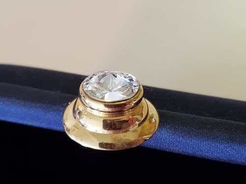 Made in Italy blue purse with faux gem clasp. Used, very good condition. - Thumbnail 4