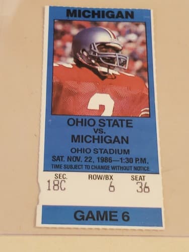 1986 NCAA Ohio State Univ ticket stub. NOV 22 1986 v Michigan. HOF Cris Carter - Thumbnail 4
