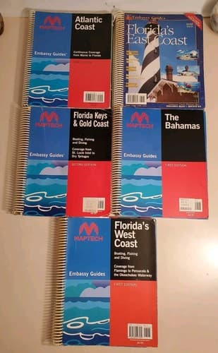 MAPTECH Embassy Guides LOT OF 5 FLORIDA 1West 2East 3Keys 4Bahamas 5Atlantic Coa - Image 1