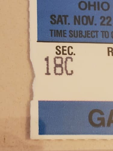 1986 NCAA Ohio State Univ ticket stub. NOV 22 1986 v Michigan. HOF Cris Carter - Thumbnail 6