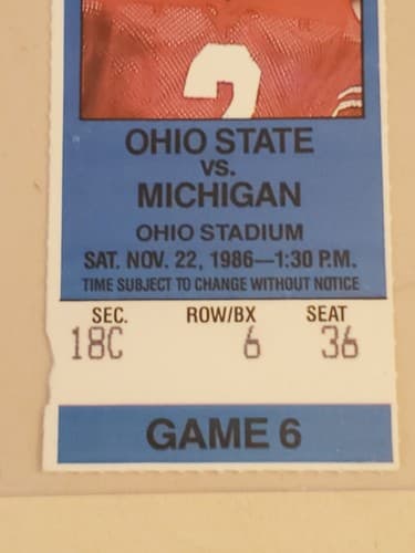 1986 NCAA Ohio State Univ ticket stub. NOV 22 1986 v Michigan. HOF Cris Carter - Thumbnail 3