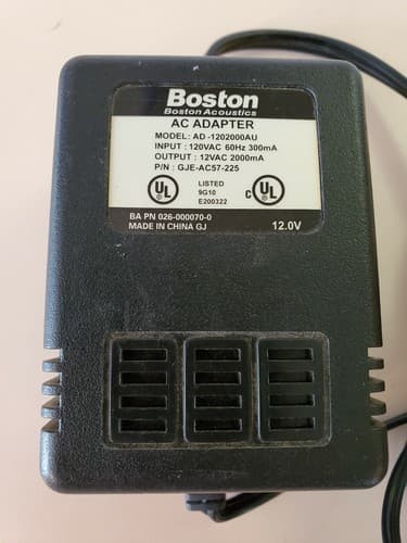 Boston Acoustics AC Power Adapter (#AD-1202000AU). Used, excellent condition. - Thumbnail 2