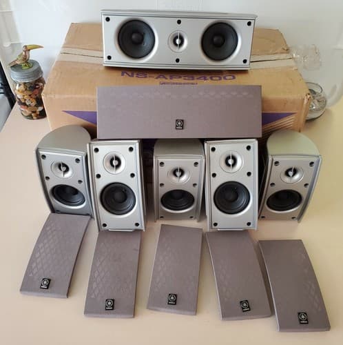 YAMAHA NS-AP3400 Set of 6 speakers in original box. Silver heavyweight speakers - Thumbnail 5