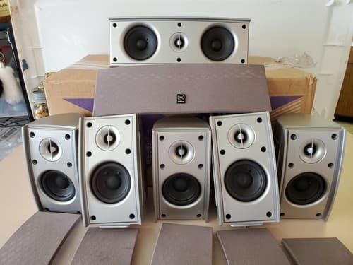 YAMAHA NS-AP3400 Set of 6 speakers in original box. Silver heavyweight speakers - Thumbnail 2