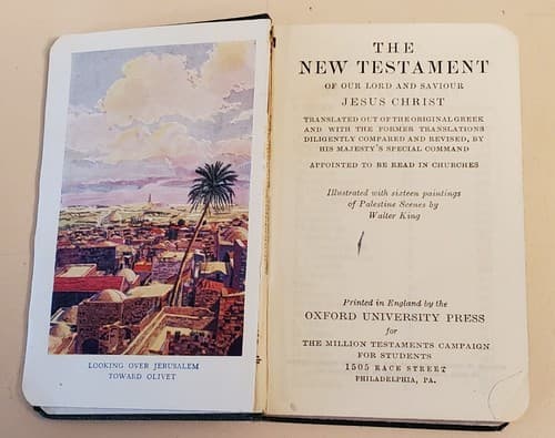 HOLY BIBLE - New Testament - ANTIQUE EARLY 1900s w 16 Color Art PALESTINE SCENES - Image 1