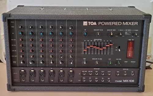TOA Powered Mixer MX-106. Six input channels 120 Watts into 8 ohms. Tested works - Image 1