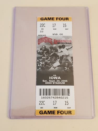 2005 NCAA Ohio State University ticket stub. SEP 24 2005 v Iowa (31-6W) Two ava - Thumbnail 6