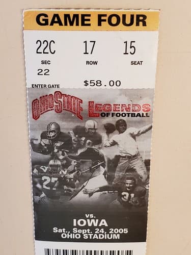 2005 NCAA Ohio State University ticket stub. SEP 24 2005 v Iowa (31-6W) Two ava - Thumbnail 7