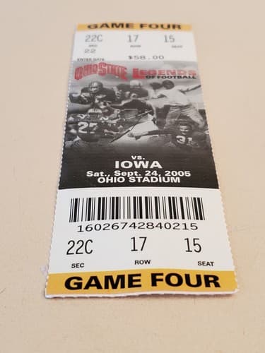 2005 NCAA Ohio State University ticket stub. SEP 24 2005 v Iowa (31-6W) Two ava - Thumbnail 4
