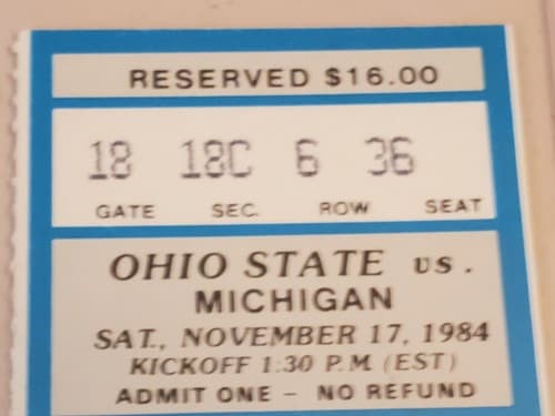 1984 NCAA Ohio State Univ ticket stub NOV 17 1984 v Michigan (21-6W) Woody Hayes - Thumbnail 4