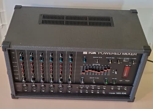 TOA Powered Mixer MX-106. Six input channels 120 Watts into 8 ohms. Tested works - Thumbnail 3