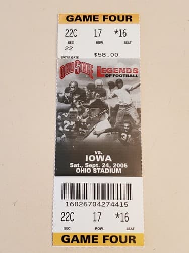 2005 NCAA Ohio State University ticket stub. SEP 24 2005 v Iowa (31-6W) Two ava - Thumbnail 9