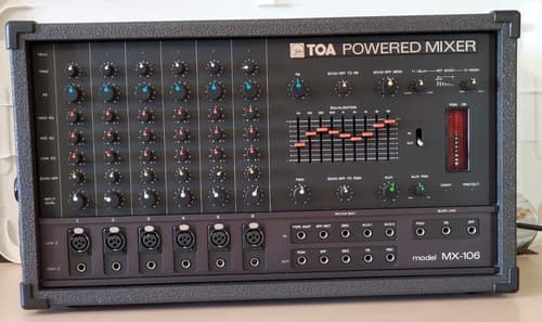 TOA Powered Mixer MX-106. Six input channels 120 Watts into 8 ohms. Tested works - Thumbnail 7