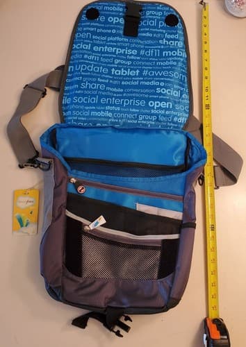 Rare Deluxe SALESFORCE DREAMFORCE 2011 Laptop Messenger Bag blue grey NEW 15×12 - Thumbnail 4