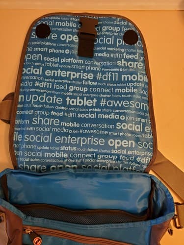 Rare Deluxe SALESFORCE DREAMFORCE 2011 Laptop Messenger Bag blue grey NEW 15×12 - Thumbnail 8