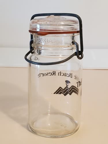 THE PEBBLE BEACH CLUB Glass Jar glass lid wire seal Lone Cypress Tree Logo RARE - Thumbnail 8