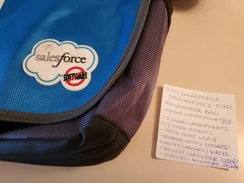 Rare Deluxe SALESFORCE DREAMFORCE 2011 Laptop Messenger Bag blue grey NEW 15×12 - Thumbnail 3
