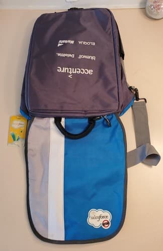Rare Deluxe SALESFORCE DREAMFORCE 2011 Laptop Messenger Bag blue grey NEW 15×12 - Thumbnail 15