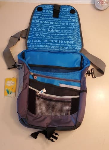 Rare Deluxe SALESFORCE DREAMFORCE 2011 Laptop Messenger Bag blue grey NEW 15×12 - Thumbnail 14