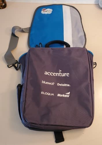 Rare Deluxe SALESFORCE DREAMFORCE 2011 Laptop Messenger Bag blue grey NEW 15×12 - Thumbnail 13