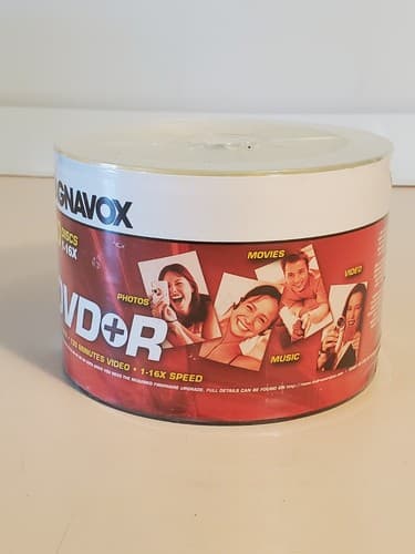 MAGNAVOX 50 Discs 1-16x DVD+R Spindle DVD-R discs. 4.7GB 120min video NEW SEALED - Thumbnail 2