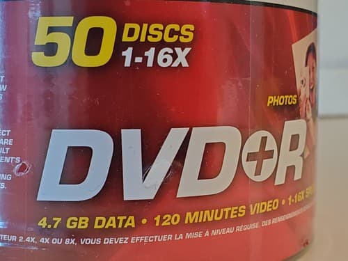 MAGNAVOX 50 Discs 1-16x DVD+R Spindle DVD-R discs. 4.7GB 120min video NEW SEALED - Thumbnail 3