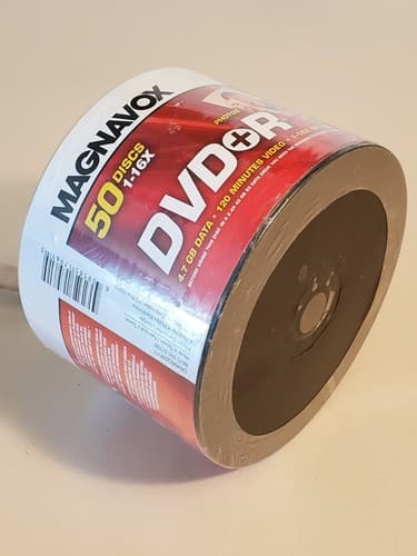 MAGNAVOX 50 Discs 1-16x DVD+R Spindle DVD-R discs. 4.7GB 120min video NEW SEALED - Thumbnail 4