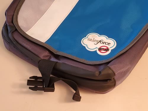 Rare Deluxe SALESFORCE DREAMFORCE 2011 Laptop Messenger Bag blue grey NEW 15×12 - Thumbnail 12
