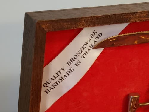 Vtg BRONZE BARTENDER KIT TEAK WOOD Box w knife, jigger bottle opener ++ Thailand - Thumbnail 13