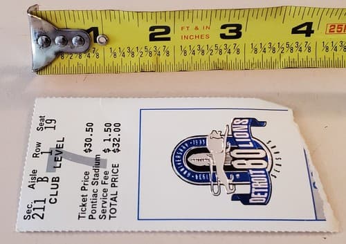 1993 NFL Detroit Lions Ticket Stub. Nov 25 1993 Chicago Bears @ Lions 211B 1 19 - Thumbnail 6