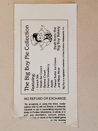 1993 NFL Detroit Lions Ticket Stub. Nov 25 1993 Chicago Bears @ Lions 211B 1 19 - Thumbnail 2