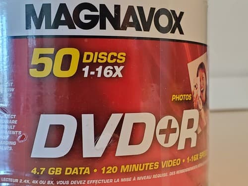 MAGNAVOX 50 Discs 1-16x DVD+R Spindle DVD-R discs. 4.7GB 120min video NEW SEALED - Thumbnail 8