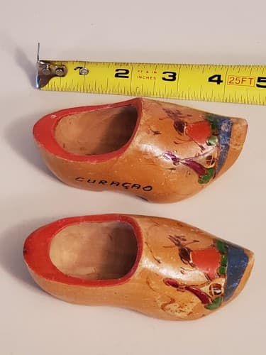 CURACAO WOODEN SHOES 4.5" Miniature. Hand Painted Windmills 'Curaçao' on side - Thumbnail 5