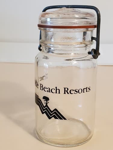 THE PEBBLE BEACH CLUB Glass Jar glass lid wire seal Lone Cypress Tree Logo RARE - Thumbnail 5