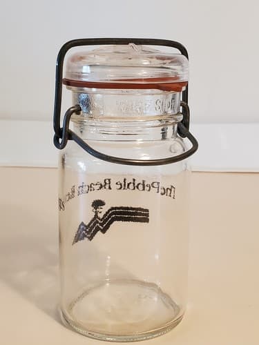 THE PEBBLE BEACH CLUB Glass Jar glass lid wire seal Lone Cypress Tree Logo RARE - Thumbnail 7