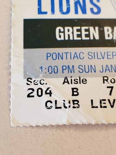 1994 NFL Detroit Lions Ticket Stub. Jan 2 1994 Green Bay Pack @ Lions. 204B 7 26 - Thumbnail 6
