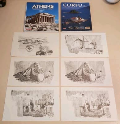 (8) LOT GREECE 2 Books + 6 Prints. a.ATHENS Between Legend and History b.CORFU + - Image 1