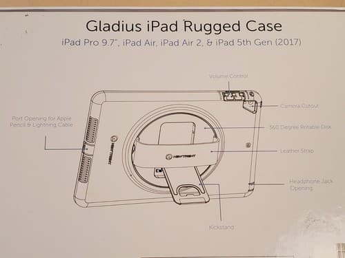 NEWTRENT GLADIUS iPad Rugged Case NT611GR, black w leather strap. NEW Open Box - Thumbnail 2