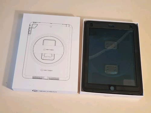 NEWTRENT GLADIUS iPad Rugged Case NT611GR, black w leather strap. NEW Open Box - Image 1