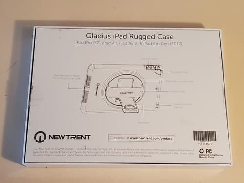 NEWTRENT GLADIUS iPad Rugged Case NT611GR, black w leather strap. NEW Open Box - Thumbnail 13