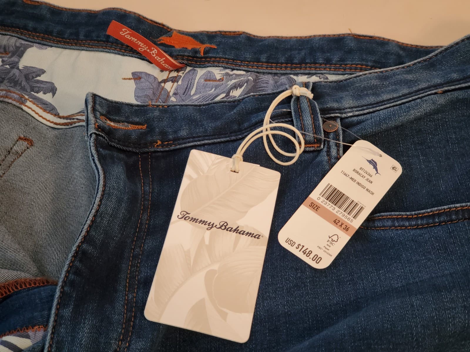 TOMMY BAHAMA Boracay Jean 42×36 11647 Med Indigo Wash BT124366 $148.00 tag NEW - Thumbnail 5