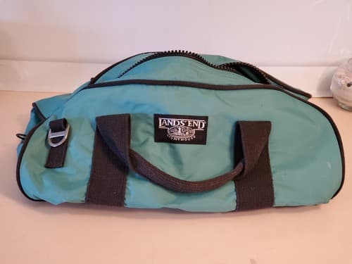 Vintage 80s LANDS' END LIGHTHOUSE 18" Heavy Canvas Duffle Bag green Prem YKK zip - Thumbnail 11