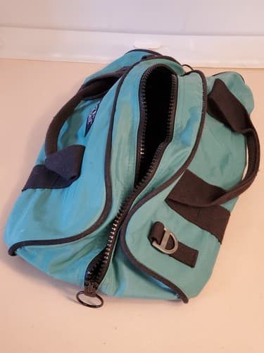 Vintage 80s LANDS' END LIGHTHOUSE 18" Heavy Canvas Duffle Bag green Prem YKK zip - Thumbnail 6