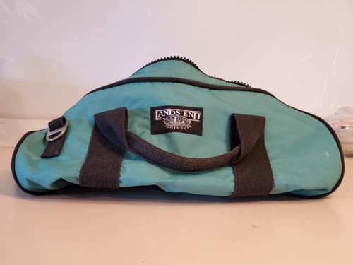 Vintage 80s LANDS' END LIGHTHOUSE 18" Heavy Canvas Duffle Bag green Prem YKK zip - Thumbnail 12